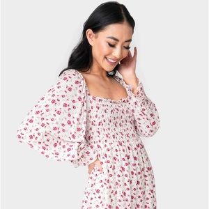 Smocked Bodice Floral Dress